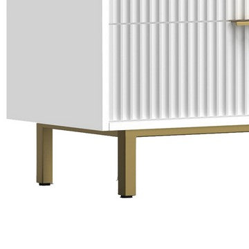 Benzara Beth 34 Inch 3 Drawer Small Dresser Chest Mahogany Wood White Gold - BM284268