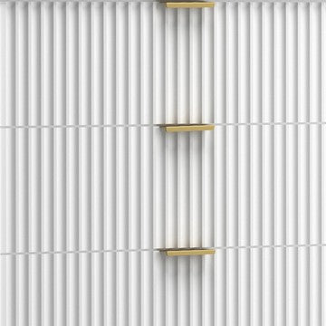 Benzara Beth 34 Inch 3 Drawer Small Dresser Chest Mahogany Wood White Gold - BM284268