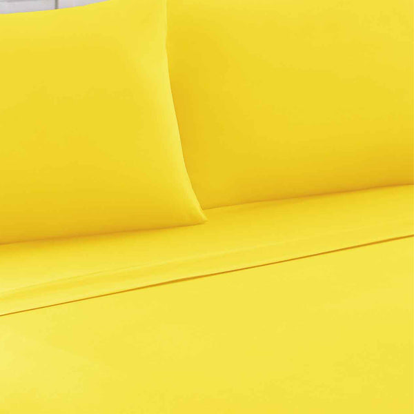 Benzara Bezons 4 Piece Queen Size Microfiber Sheet Set Yellow - BM202201