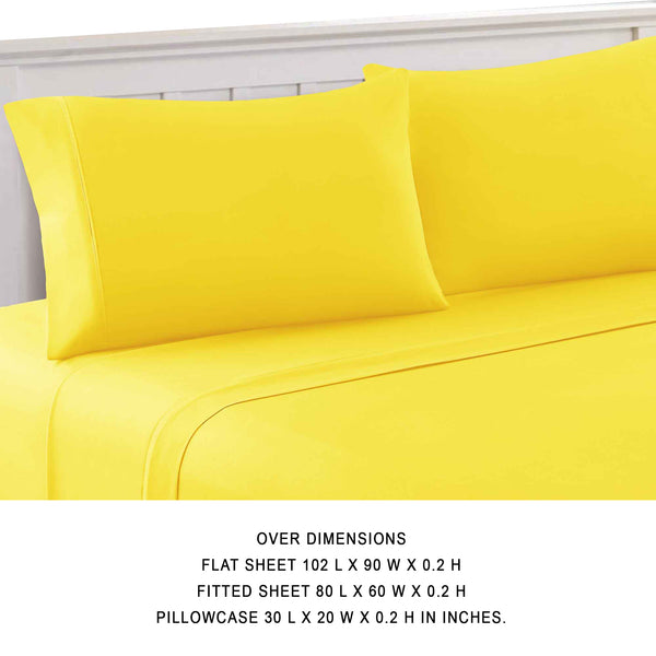 Benzara Bezons 4 Piece Queen Size Microfiber Sheet Set Yellow - BM202201