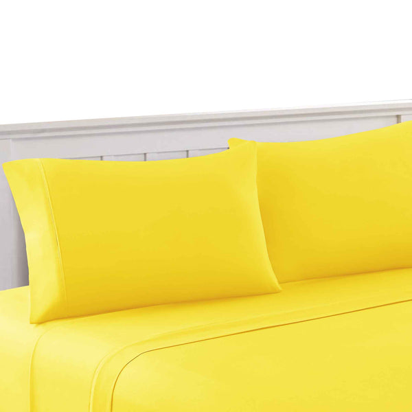 benzara Bezons 4 Piece Queen Size Microfiber Sheet Set Yellow - BM202201