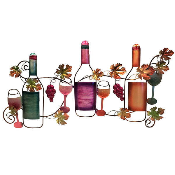 Benzara BM05388 Classy Metal Based Wine Wall Decor Multicolor