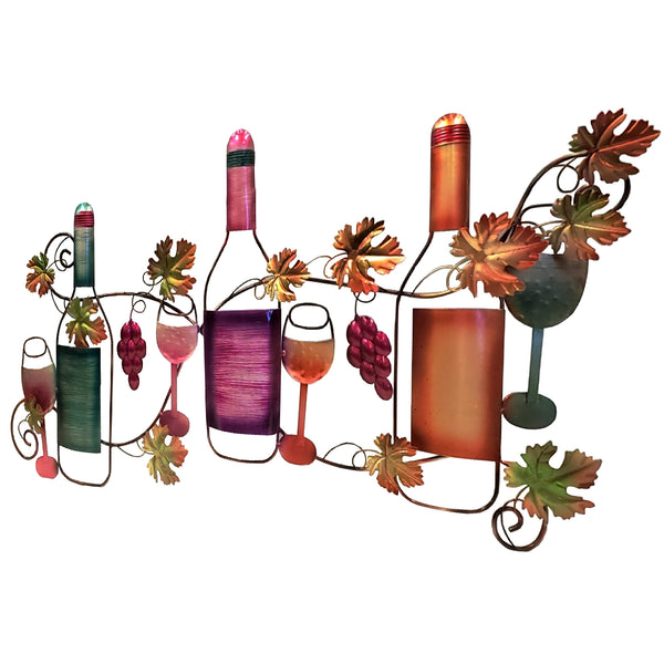 Benzara BM05388 Classy Metal Based Wine Wall Decor Multicolor