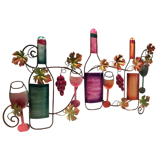 Benzara BM05388 Classy Metal Based Wine Wall Decor Multicolor