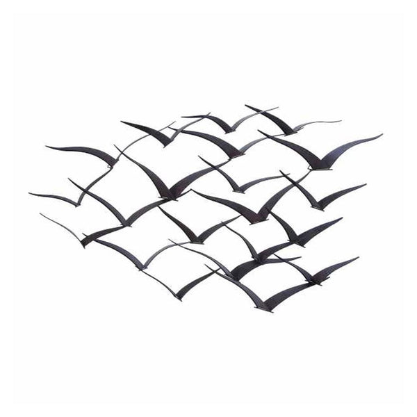 Benzara BM116745 Benzara Metal Flock Of Flying Birds Wall Decor Black