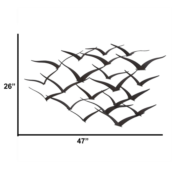 Benzara BM116745 Benzara Metal Flock Of Flying Birds Wall Decor Black