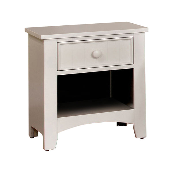 Benzara BM122965 Omnus Wood Night Stand White Finish