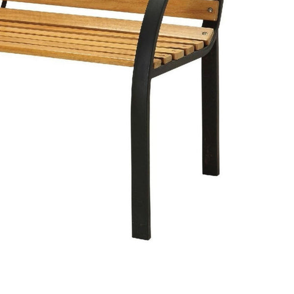 Benzara BM123183 Dumas Transitional Style Patio Bench Natural Oak