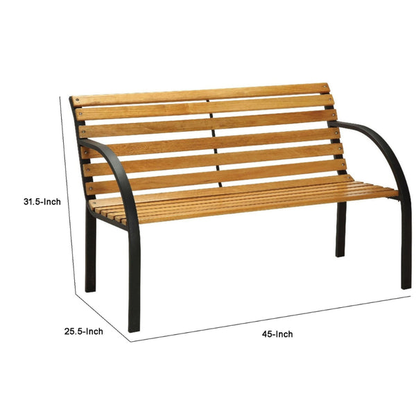Benzara BM123183 Dumas Transitional Style Patio Bench Natural Oak