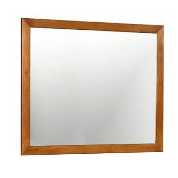 Benzara BM123354 Lennart Mid-Cent Modern Mirror Oak Finish