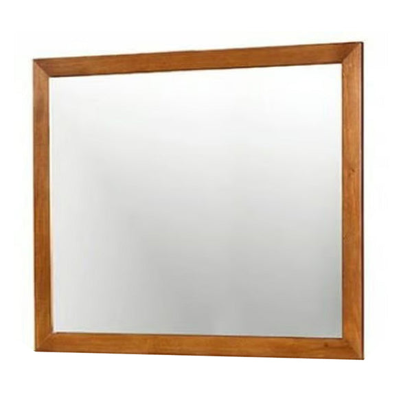 Benzara BM123354 Lennart Mid-Cent Modern Mirror Oak Finish