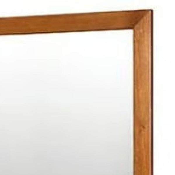 Benzara BM123354 Lennart Mid-Cent Modern Mirror Oak Finish