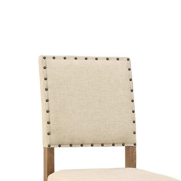 Benzara BM131232 Sania Rustic Bar Chair In Ivory Linen Set Of 2