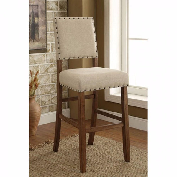 benzara BM131232 Sania Rustic Bar Chair In Ivory Linen Set Of 2