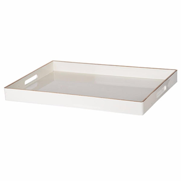 Benzara BM145590 Mimosa Rectangle Tray With Cutout Handles White