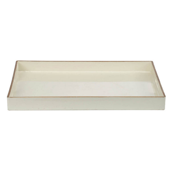 Benzara BM145590 Mimosa Rectangle Tray With Cutout Handles White