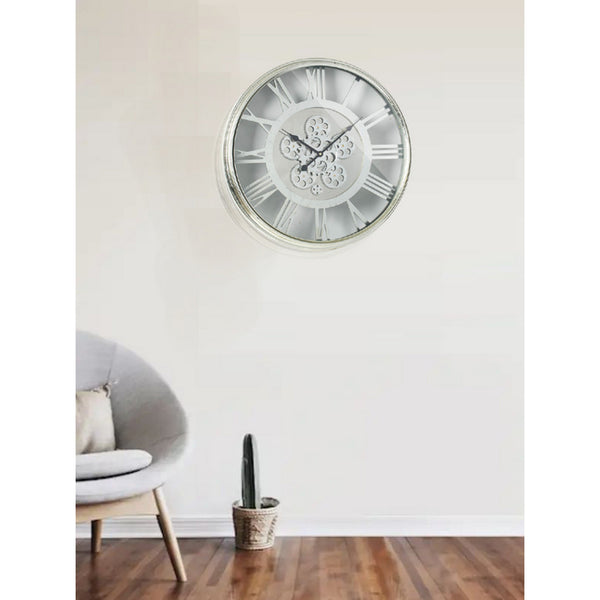 benzara BM145705 Minimalist Sleek Clock Metallic Gray