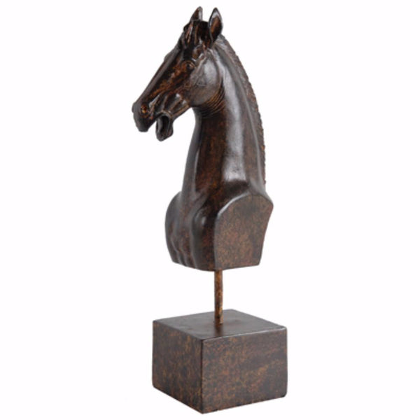 benzara BM154502 Intriguingly Classic Horse Head on Stand Brown