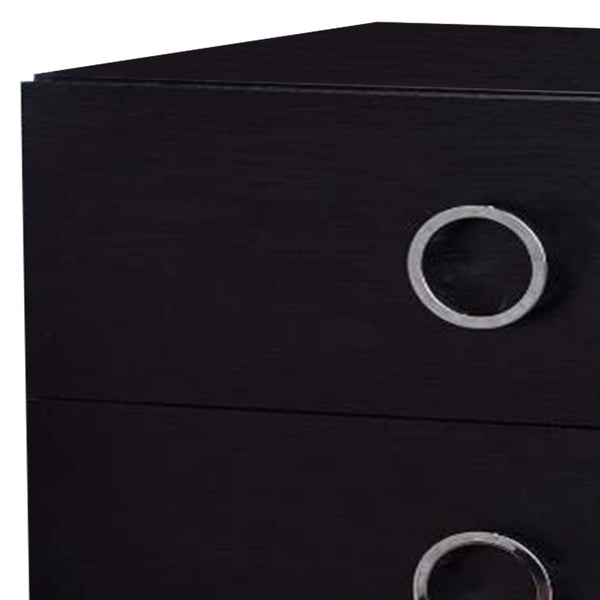 Benzara BM154631 Contemporary Style Wood & Metal Nightstand Black & Chrome