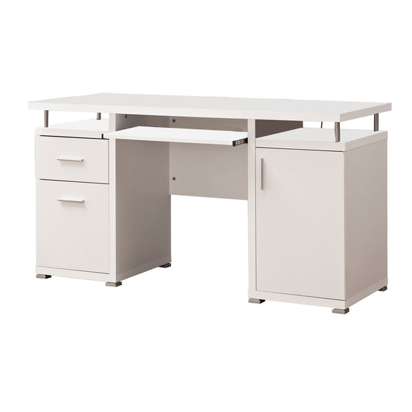 Benzara BM156220 Elegant White Computer Desk With Efficient Storage