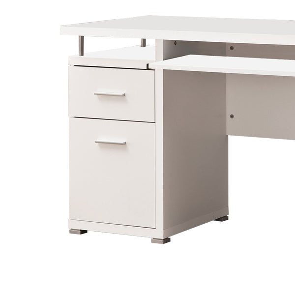 Benzara BM156220 Elegant White Computer Desk With Efficient Storage