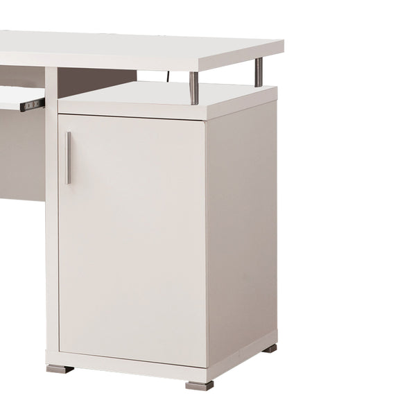 Benzara BM156220 Elegant White Computer Desk With Efficient Storage
