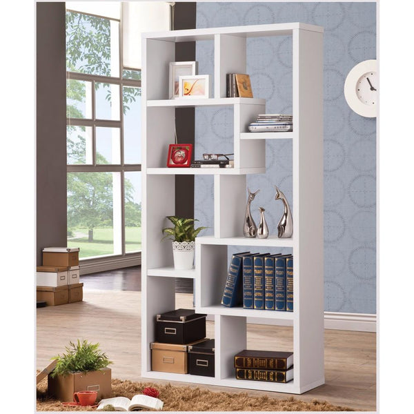 benzara BM156224 Mesmerizing Multiple Cubed Rectangular Bookcase White