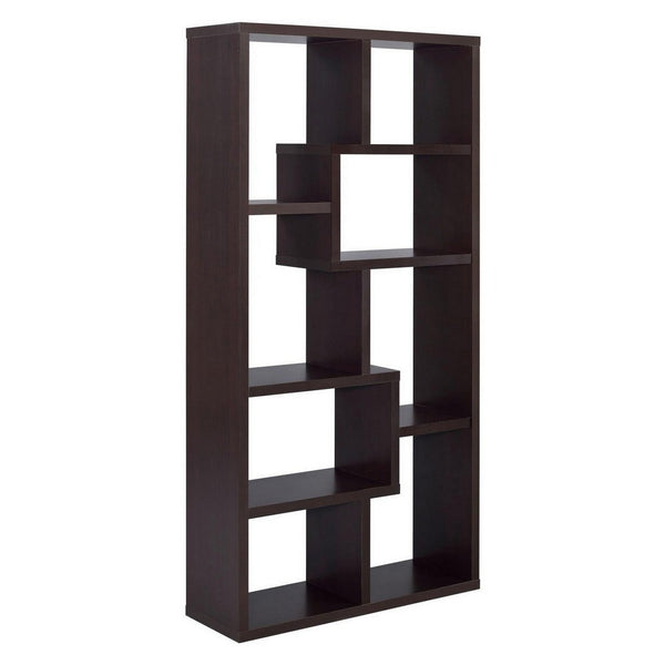 Benzara BM156233 Contemporary Asymmetrical Cube Bookcase Brown