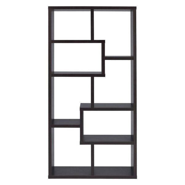 Benzara BM156233 Contemporary Asymmetrical Cube Bookcase Brown