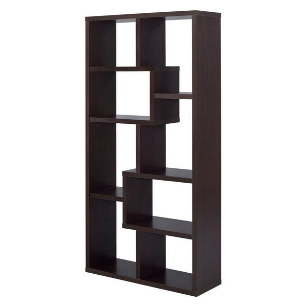 Benzara BM156233 Contemporary Asymmetrical Cube Bookcase Brown