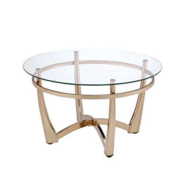 Benzara BM156776 Attractive Coffee Table Gold & Clear Glass