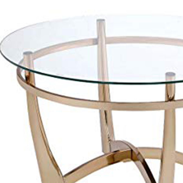 Benzara BM156776 Attractive Coffee Table Gold & Clear Glass
