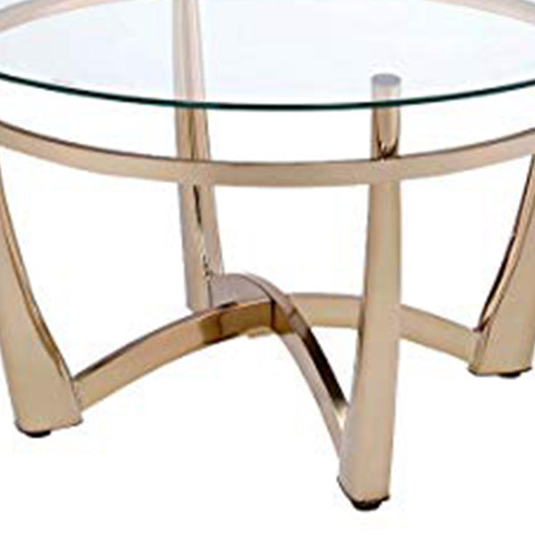 Benzara BM156776 Attractive Coffee Table Gold & Clear Glass