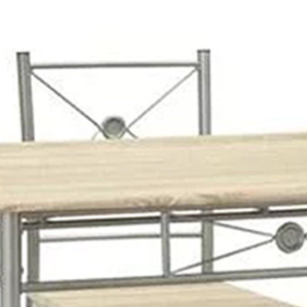 Benzara BM158031 Sturdy Dining Table In A Set Of Five Silver