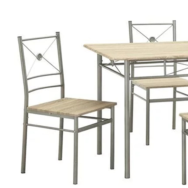 Benzara BM158031 Sturdy Dining Table In A Set Of Five Silver