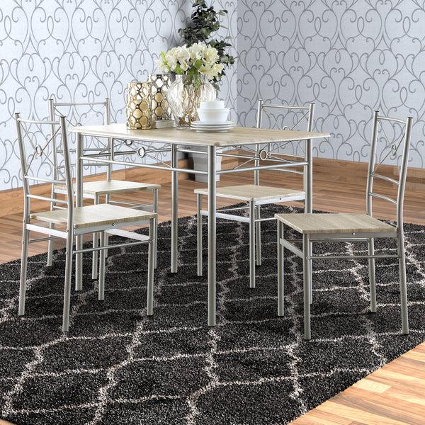 benzara BM158031 Sturdy Dining Table In A set Of Five Silver