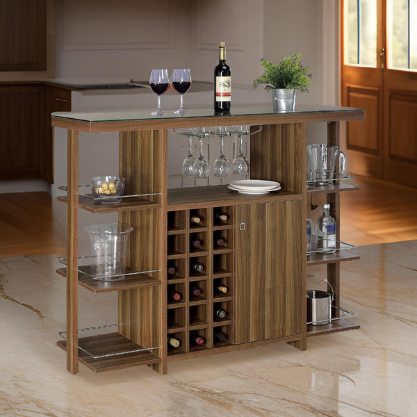 benzara BM158064 Sturdy Modern Bar Unit with Wine Bottle Storage