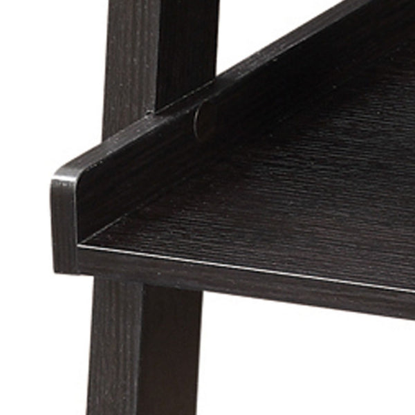 Benzara BM159054 Sleek Wooden Ladder Bookcase With 5 Shelves Brown