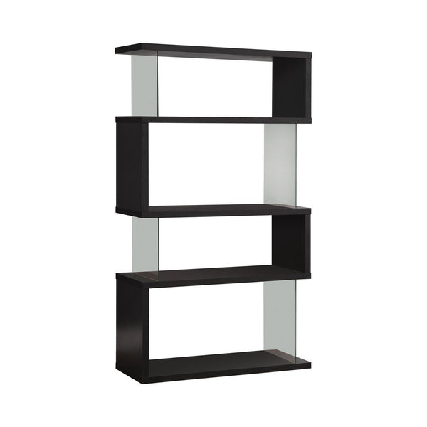 Benzara BM159055 Asymmetrical Snaking Wooden Bookcase Black