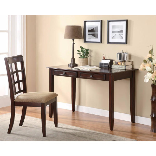 benzara BM159087 2 Piece Solid Wooden Desk Set Brown