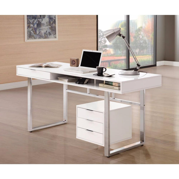 benzara BM159101 Contemporary Style Wooden Writing Desk White