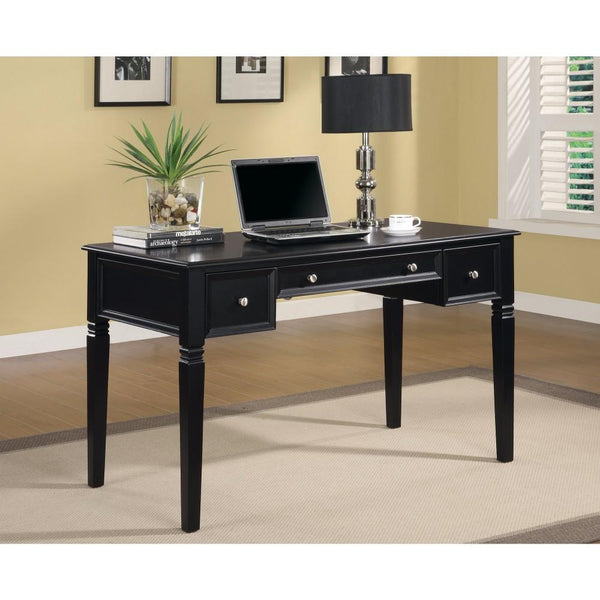 benzara BM159108 Classic Wooden Writing Desk with Keyboard Drawer Black