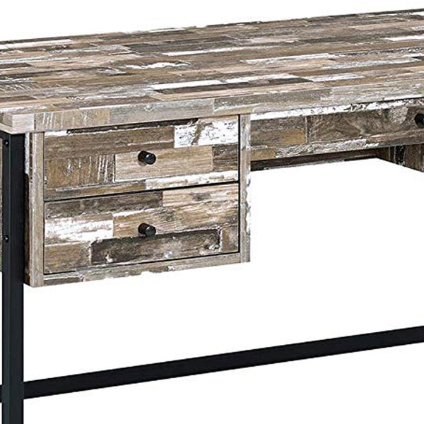 Benzara BM159133 Rustic Style Wooden Writing Desk With Drawers