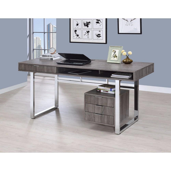 benzara BM159200 Elegant Contemporary Style Wooden Writing Desk Gray