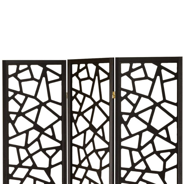 Benzara BM159226 Intricate Mosaic Cutouts Folding Screen Black