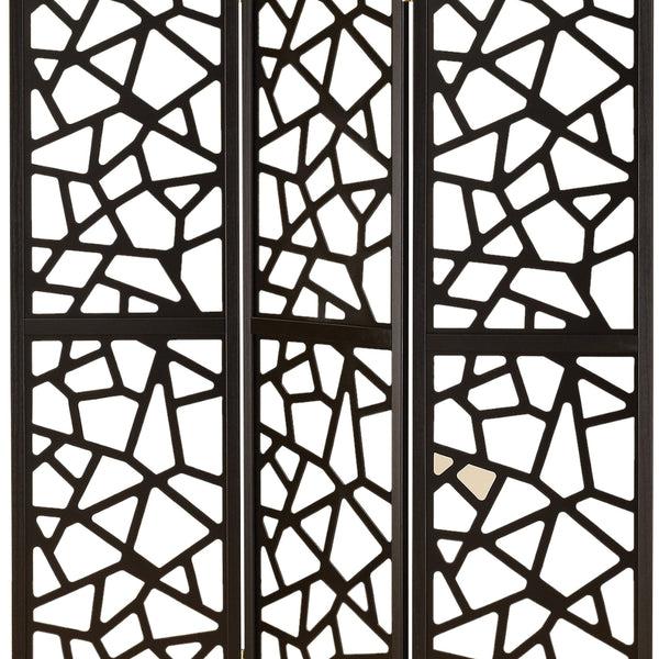 Benzara BM159226 Intricate Mosaic Cutouts Folding Screen Black