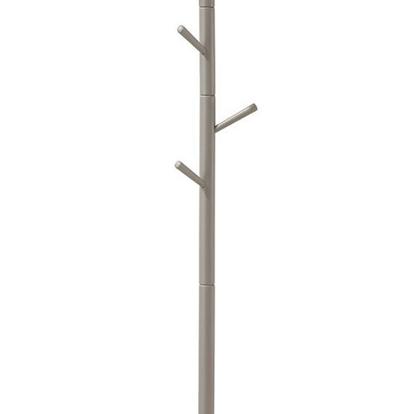 Benzara BM159260 Well-made Metal Coat Rack With Six Pegs Gray