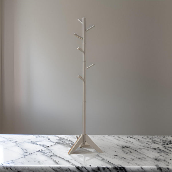 benzara BM159260 Well-made Metal Coat Rack with Six Pegs Gray