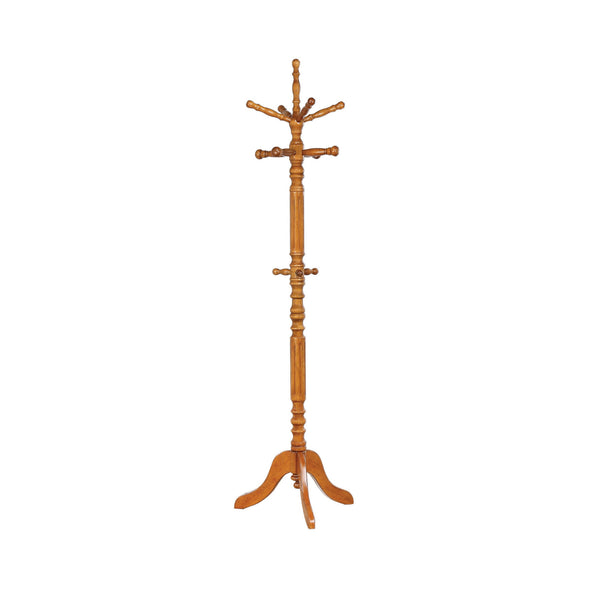 Benzara BM160074 Traditional Wooden Coat Rack With Spining Top Brown