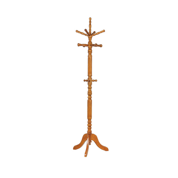 Benzara BM160074 Traditional Wooden Coat Rack With Spining Top Brown